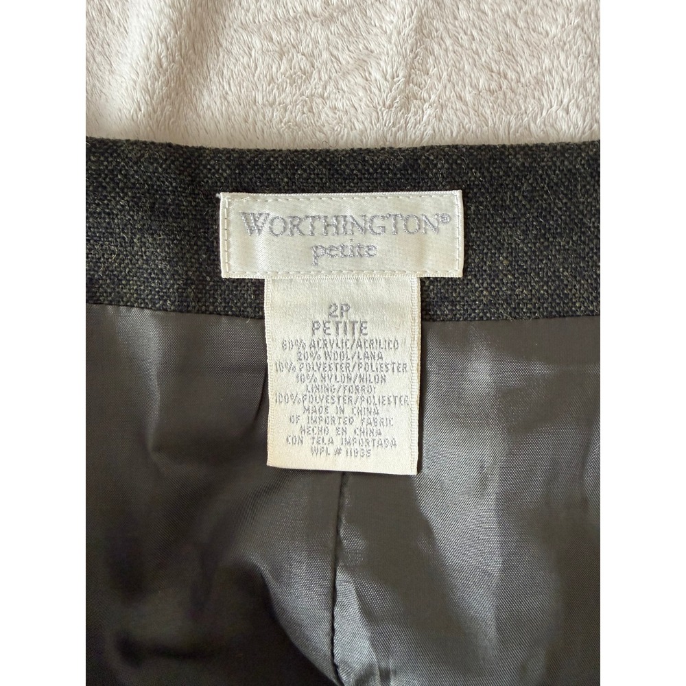 Worthington Petite 2P Wool Blend Fringe Midi‎ Skirt Boho Southwestern Gray - Picture 3 of 9